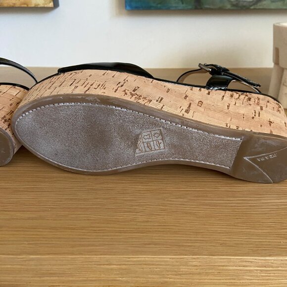 Prada Black Patent Sandals With Cork Wedge 36.5 - Picture 8 of 10
